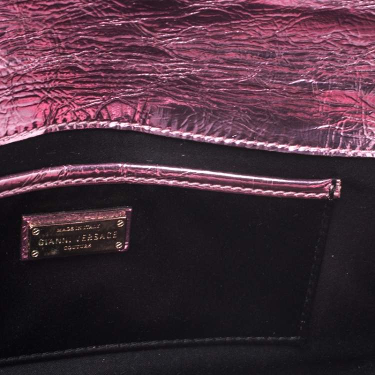 Pre Owned Versace Pink Quilted Patent Leather Flap Chain Bag