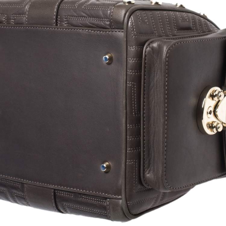 Pre Owned Versace Military Green Leather Snap Out Of It Satchel