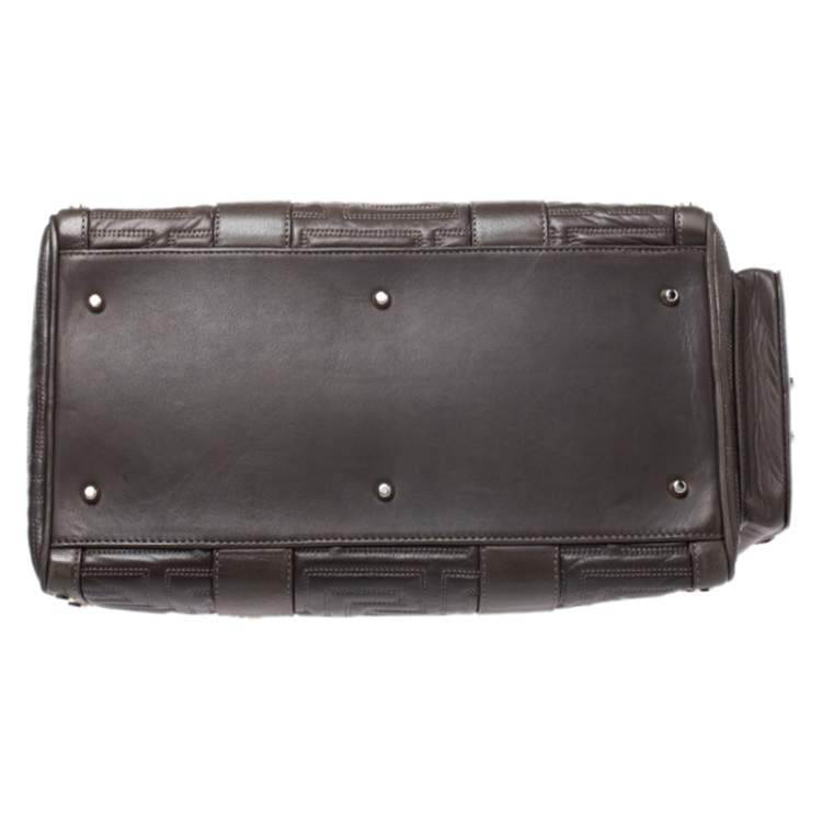 Pre Owned Versace Military Green Leather Snap Out Of It Satchel
