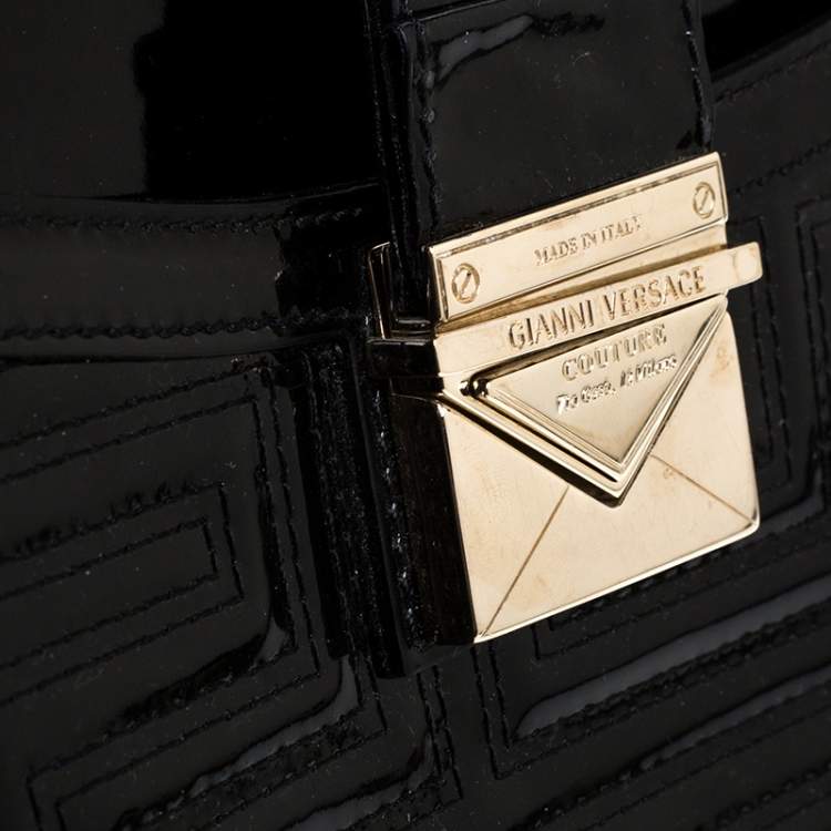 Pre Owned Versace Black Quilted Patent Leather Shoulder Bag