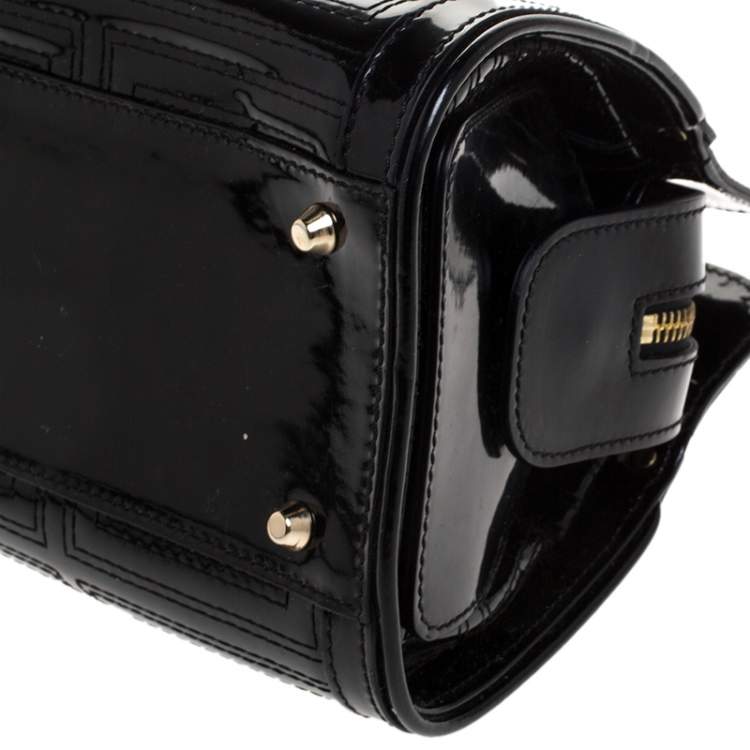 Pre Owned Versace Black Quilted Patent Leather Shoulder Bag