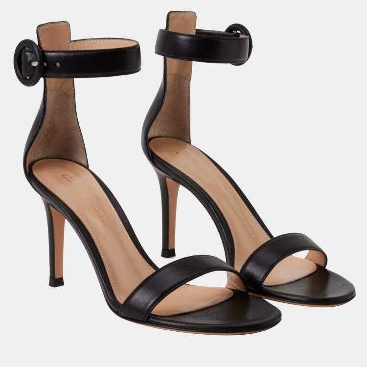 Pre Owned Gianvito Rossi Black Leather Shoes Lamb EU 35