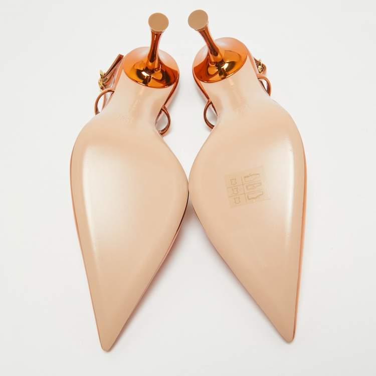 Pre Owned Gianvito Rossi Metallic Leather Ascent Slingback Pumps Size 38