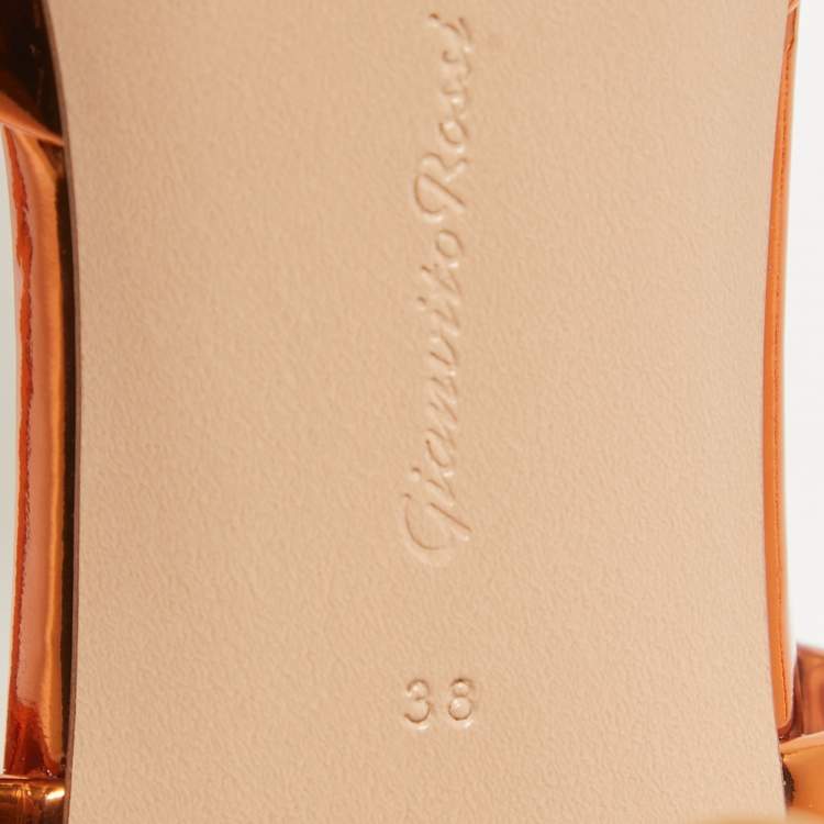 Pre Owned Gianvito Rossi Metallic Leather Ascent Slingback Pumps Size 38