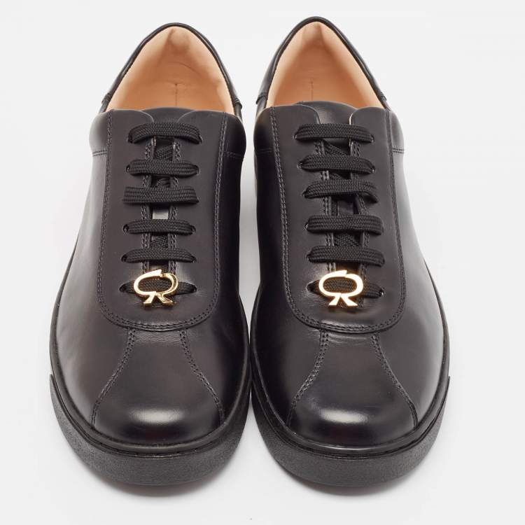 Pre Owned Gianvito Rossi Black Leather Low Top Sneakers Size 39
