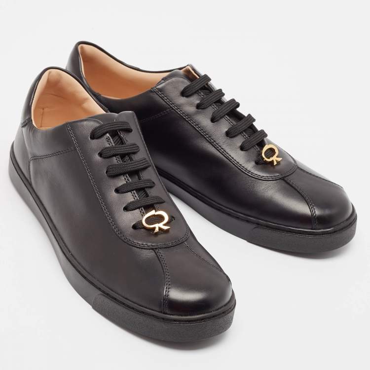 Pre Owned Gianvito Rossi Black Leather Low Top Sneakers Size 39
