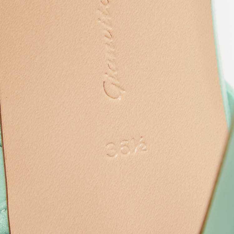 Pre Owned Gianvito Rossi Mint Green Leather Manilla Sandals Size 36.5