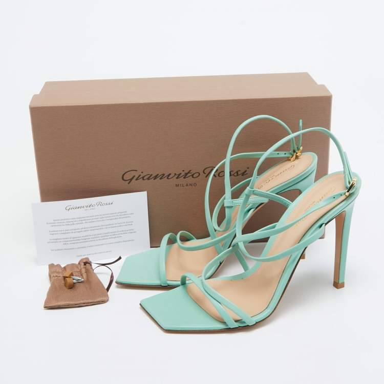 Pre Owned Gianvito Rossi Mint Green Leather Manilla Sandals Size 36.5