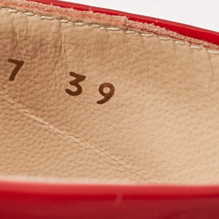Pre Owned Gianvito Rossi Red Patent Leather Nova Mules Size 39