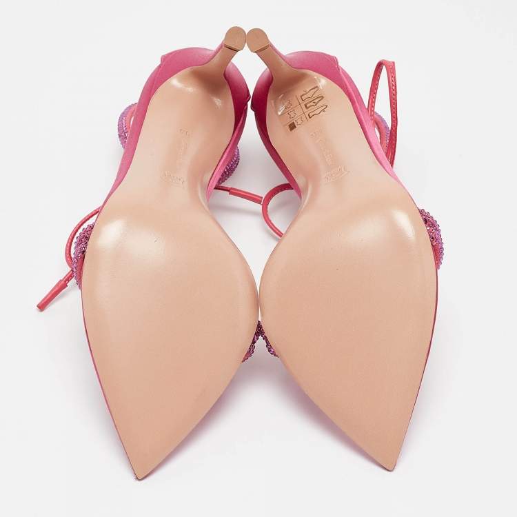 Pre Owned Gianvito Rossi Pink Satin Montecarlo Ankle Strap Sandals Size 36