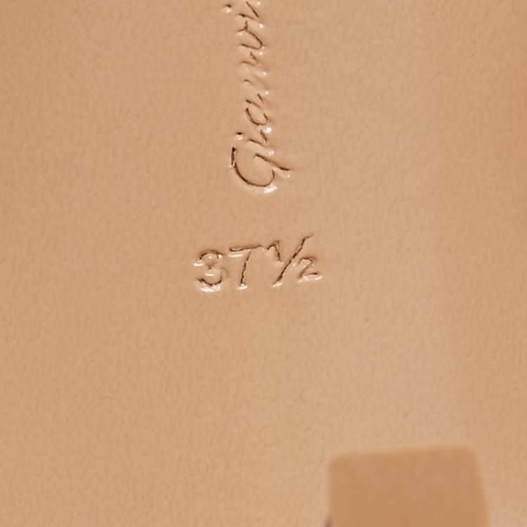 Pre Owned Gianvito Rossi Beige Leather and PVC Plexi Thong Wrap Sandals Size 37.5