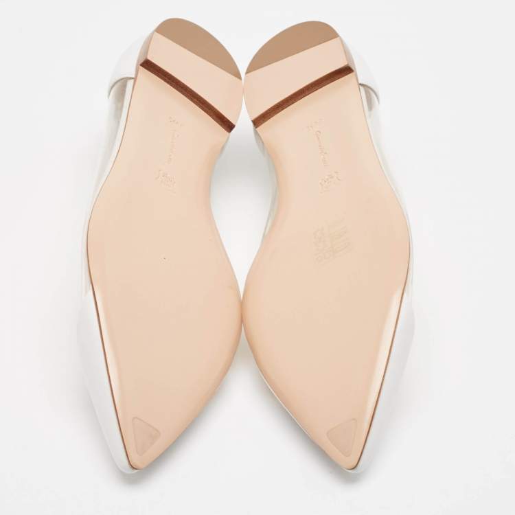 Pre Owned Gianvito Rossi White Leather and PVC Plexi Ballet Flats Size 39.5