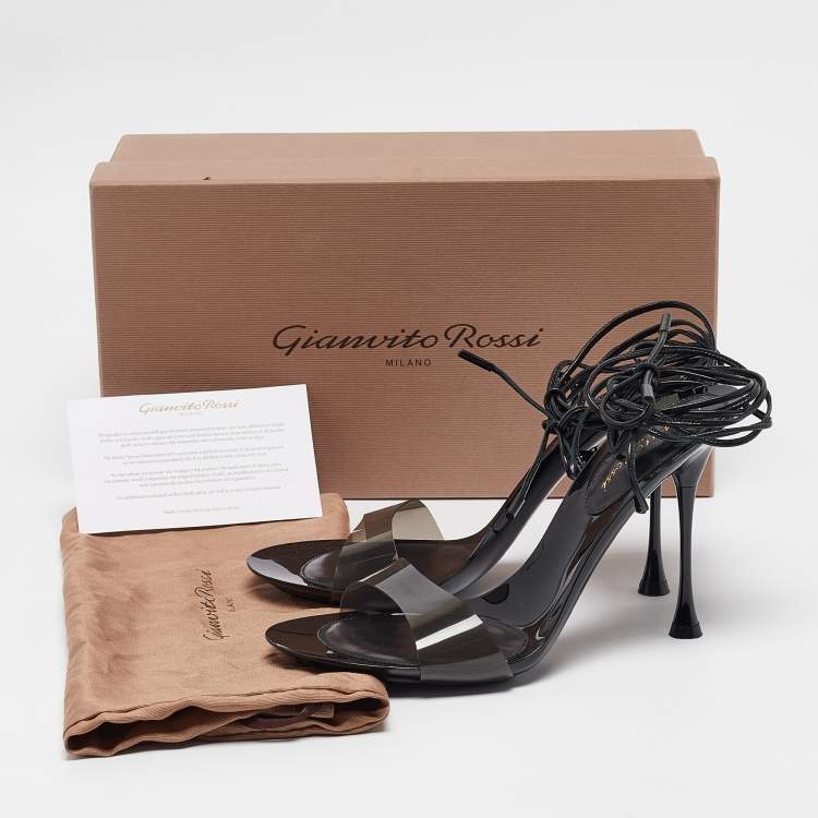 Pre Owned Gianvito Rossi Black PVC and Leather Spice Sandals Size 38