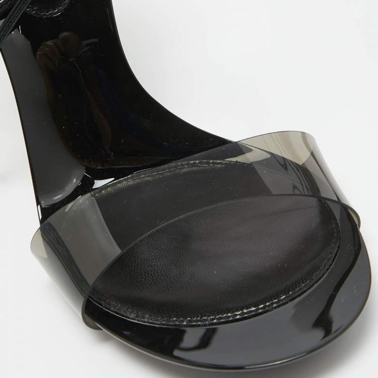 Pre Owned Gianvito Rossi Black PVC and Leather Spice Sandals Size 38