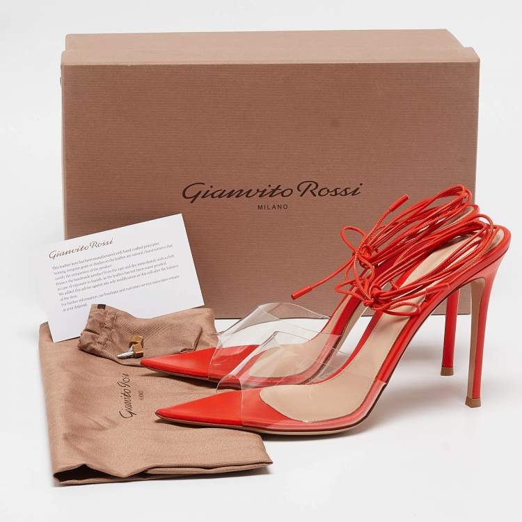 Pre Owned Gianvito Rossi Transparent PVC and Leather Skye Sandals Size 41