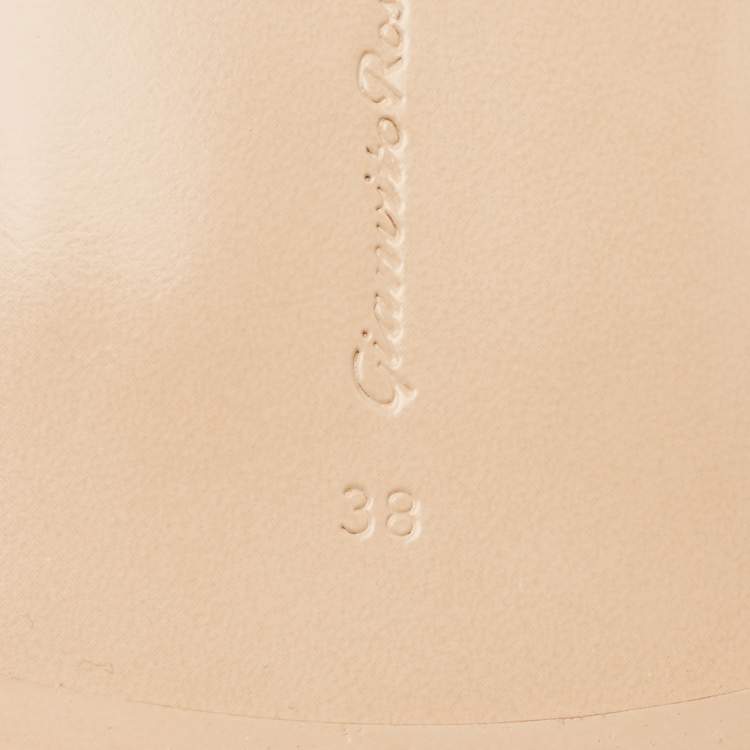Pre Owned Gianvito Rossi Green Leather Wavy Flat Slides Size 38