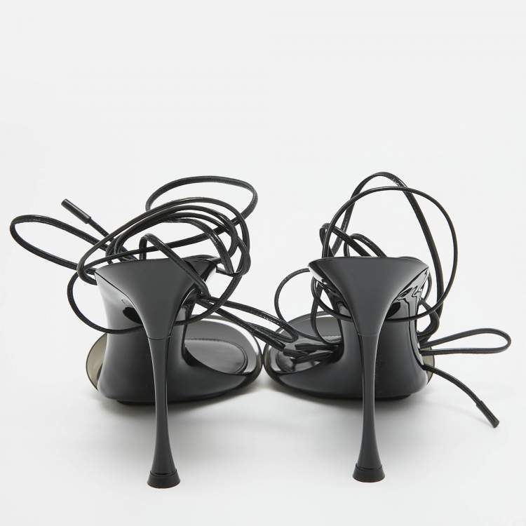 مملوكة مسبقًا Gianvito Rossi Black PVC and Leather Spice Sandals Size 38.5