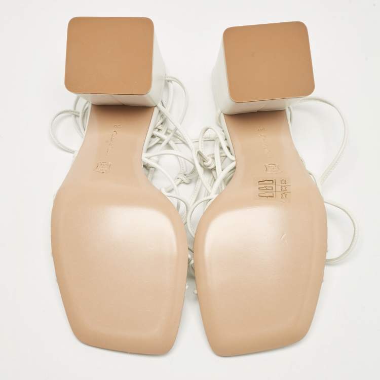 Pre Owned Gianvito Rossi White Leather Minas Sandals Size 39