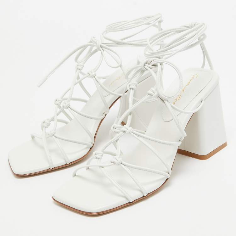 Pre Owned Gianvito Rossi White Leather Minas Sandals Size 39