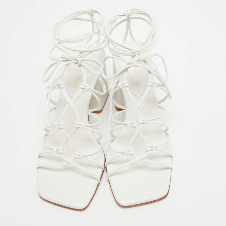 Pre Owned Gianvito Rossi White Leather Minas Sandals Size 39
