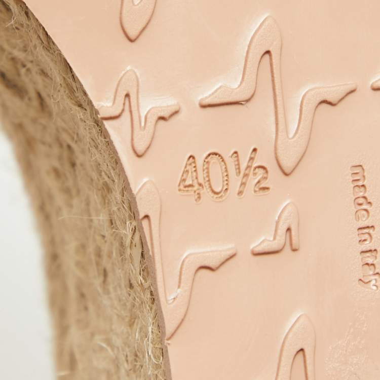 Pre Owned Gianvito Rossi Brown Braided Leather Merida Espadrille Wedge Sandals Size 40.5