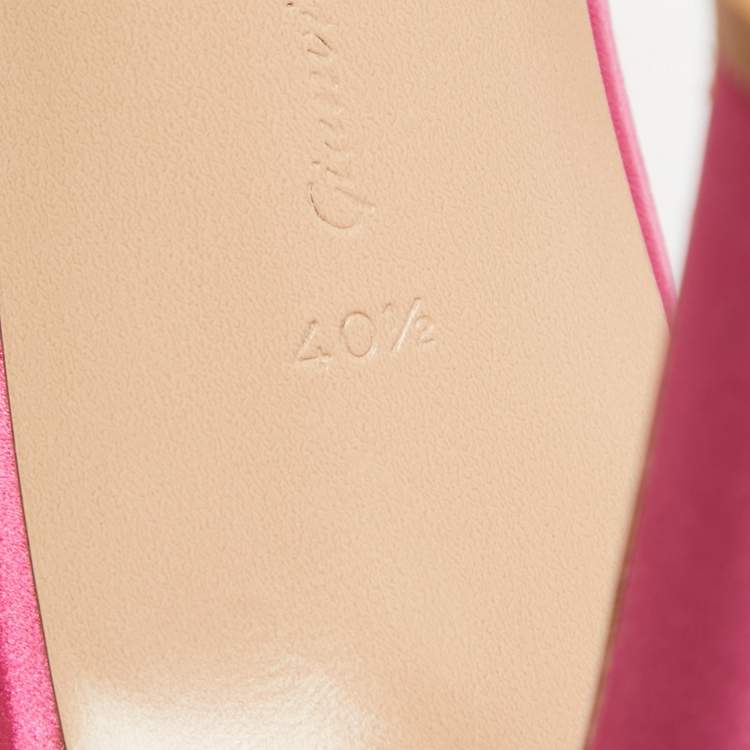 Pre Owned Gianvito Rossi Pink Satin Embellished Montecarlo Sandals Size 40.5
