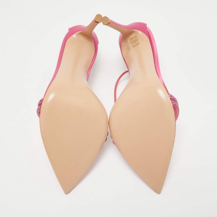 Pre Owned Gianvito Rossi Pink Satin Embellished Montecarlo Sandals Size 40.5