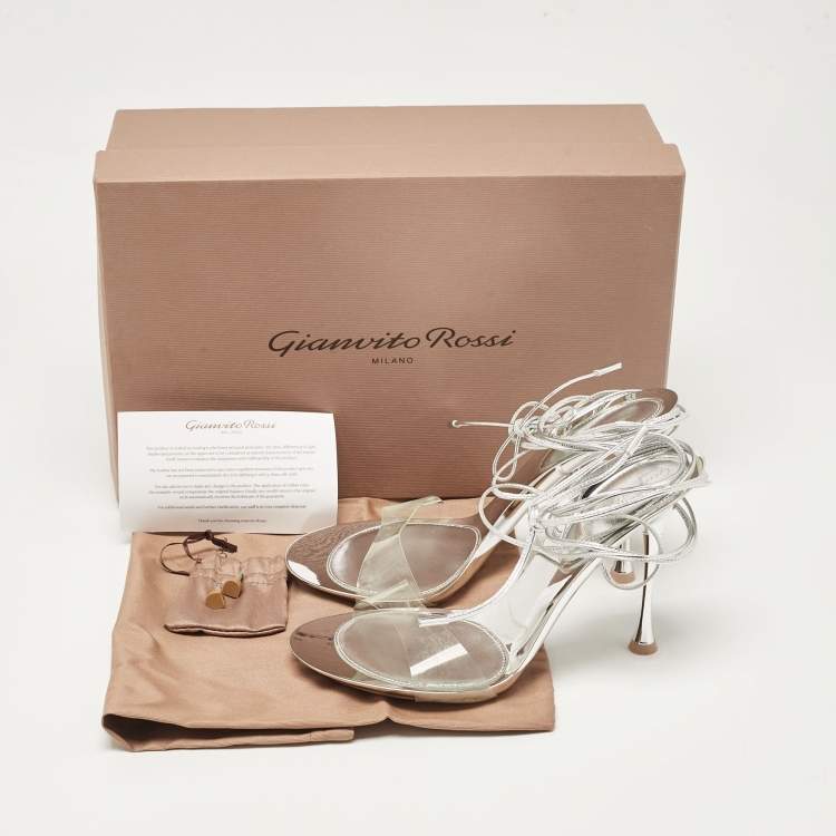 Pre Owned Gianvito Rossi Transparent PVC and Leather Spice Sandals Size 37.5