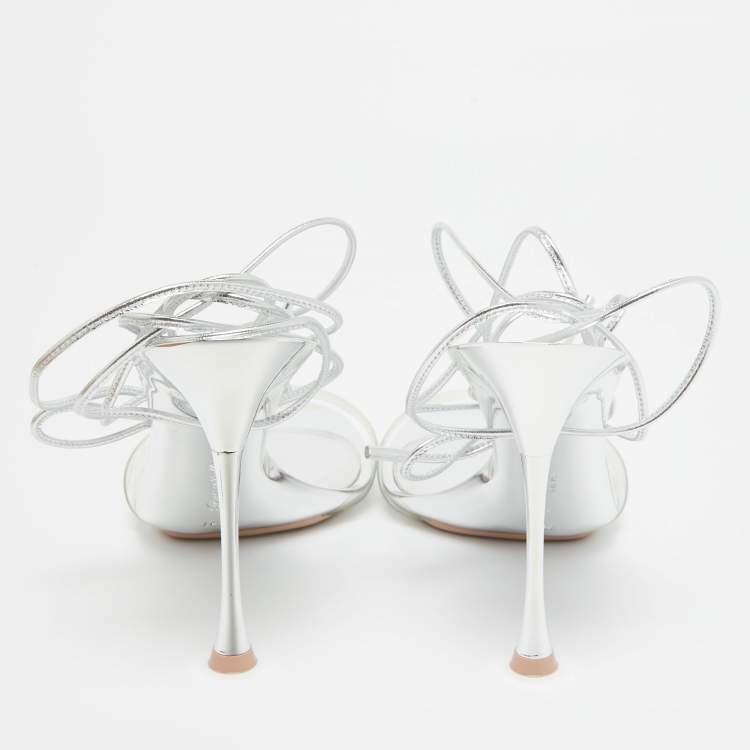 Pre Owned Gianvito Rossi Transparent PVC and Leather Spice Sandals Size 37.5
