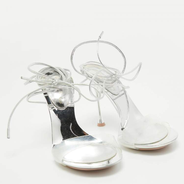 Pre Owned Gianvito Rossi Transparent PVC and Leather Spice Sandals Size 37.5