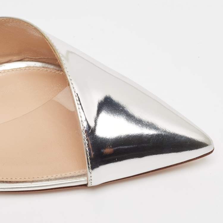 Pre Owned Gianvito Rossi Silver Leather and PVC Anise Pumps Size 41