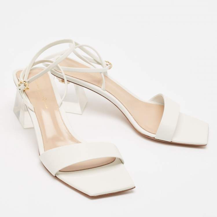 Pre Owned Gianvito Rossi White Leather Cosmic Sandals Size 39