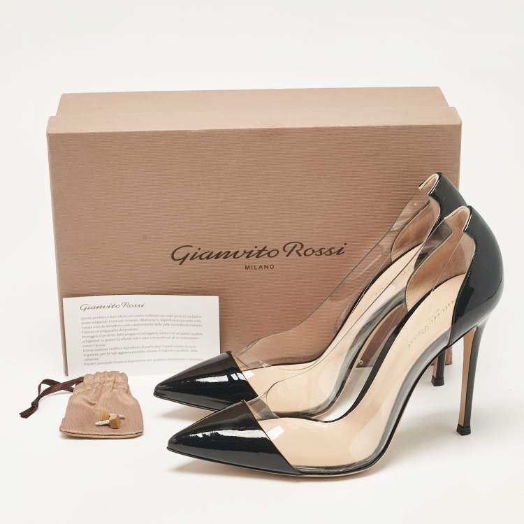 Pre Owned Gianvito Rossi Black Patent Leather and PVC Plexi Pumps Size 41