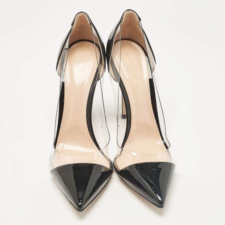 Pre Owned Gianvito Rossi Black Patent Leather and PVC Plexi Pumps Size 41