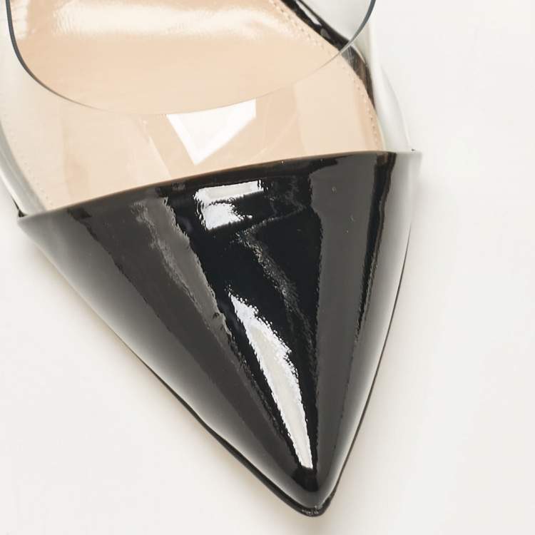 Pre Owned Gianvito Rossi Black Patent Leather and PVC Plexi Pumps Size 41
