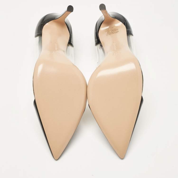 Pre Owned Gianvito Rossi Black Patent Leather and PVC Plexi Pumps Size 41