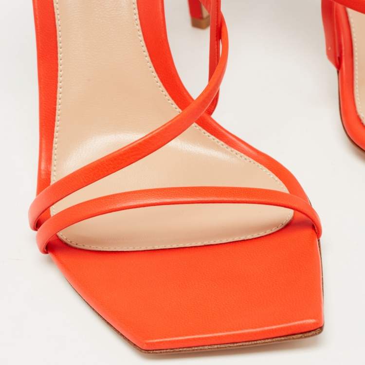 Pre Owned Gianvito Rossi Poppy Red Leather Manilla Sandals Size 39