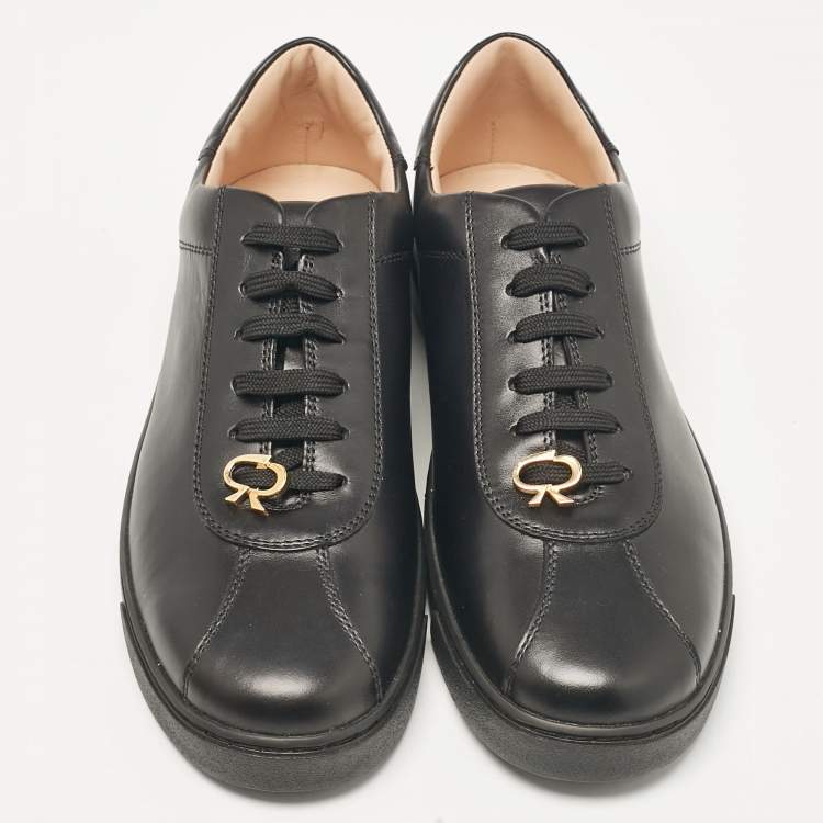 مملوكة مسبقًا Gianvito Rossi Black Leather Low Top Sneakers Size 38.5