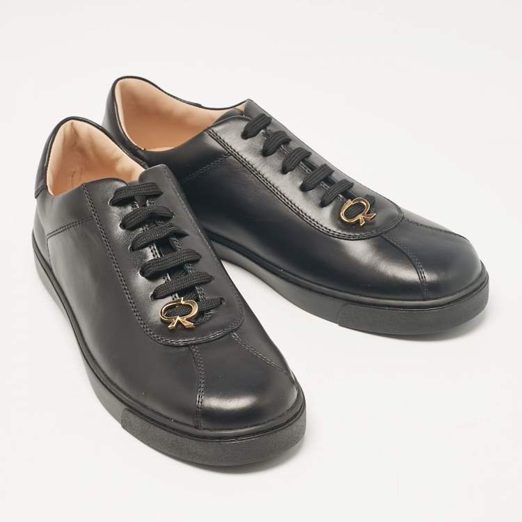مملوكة مسبقًا Gianvito Rossi Black Leather Low Top Sneakers Size 38.5