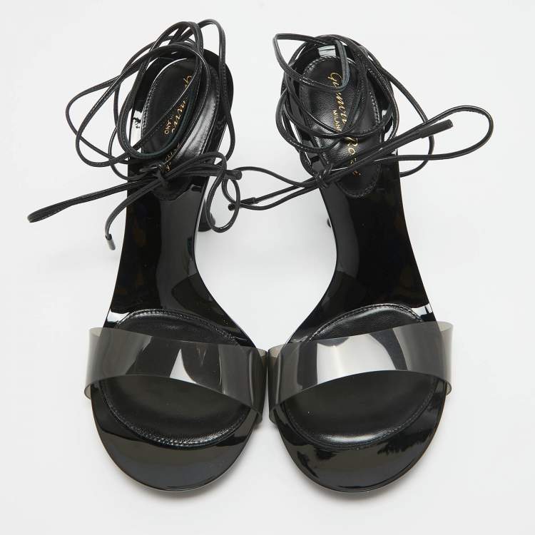 Pre Owned Gianvito Rossi Black PVC and Leather Spice Sandals Size 37.5