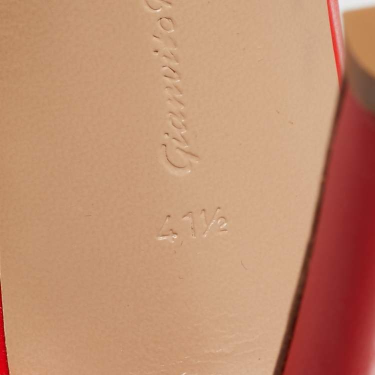 Pre Owned Gianvito Rossi Poppy Red Leather and PVC Skye Sandals Size 41.5