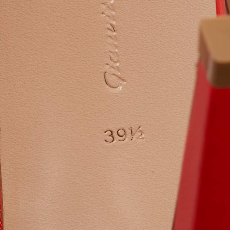 Pre Owned Gianvito Rossi Poppy Red Leather Manilla Sandals Size 39.5