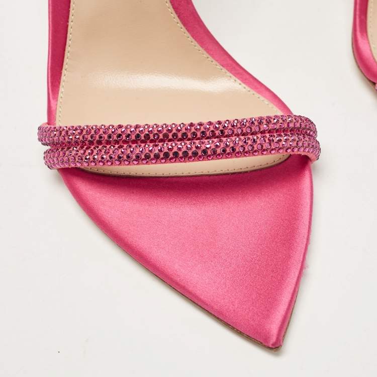Pre Owned Gianvito Rossi Pink Satin Montecarlo Ankle Strap Sandals Size 39
