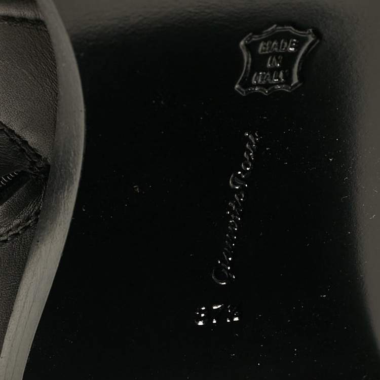 Pre Owned Gianvito Rossi Black Leather Ankle Length Boots Size 37.5