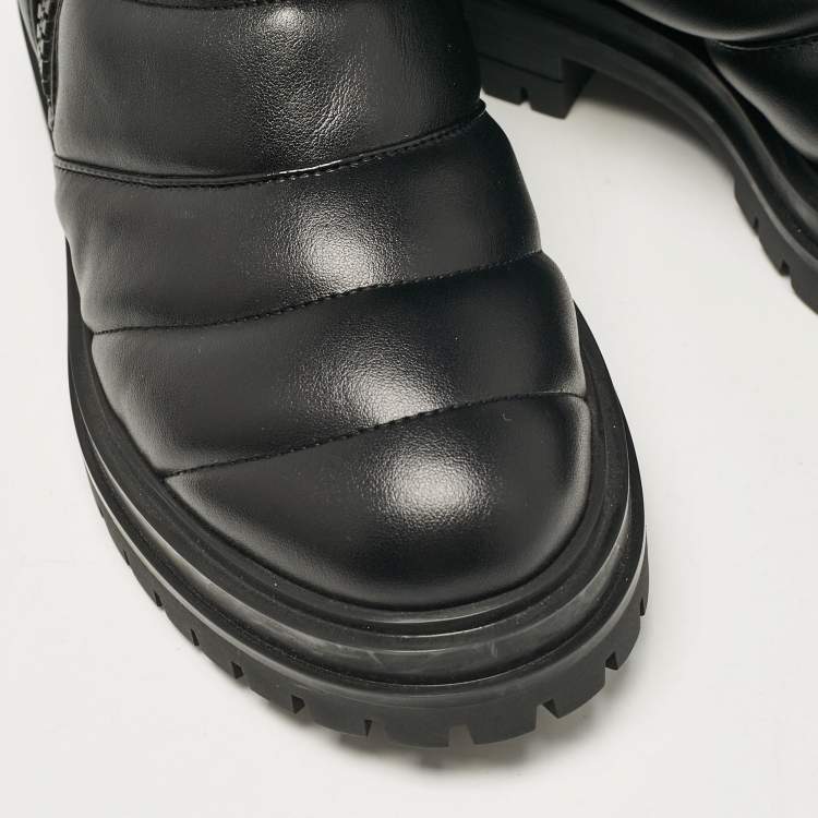 Pre Owned Gianvito Rossi Black Leather Eiko Padded Combat Boots Size 37