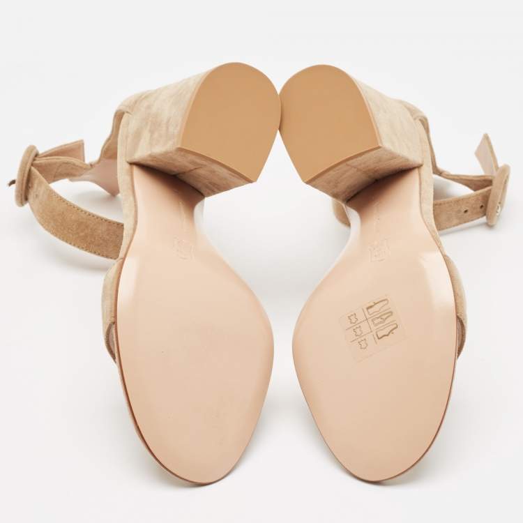 Pre Owned Gianvito Rossi Beige Suede Versilia Sandals Size 34