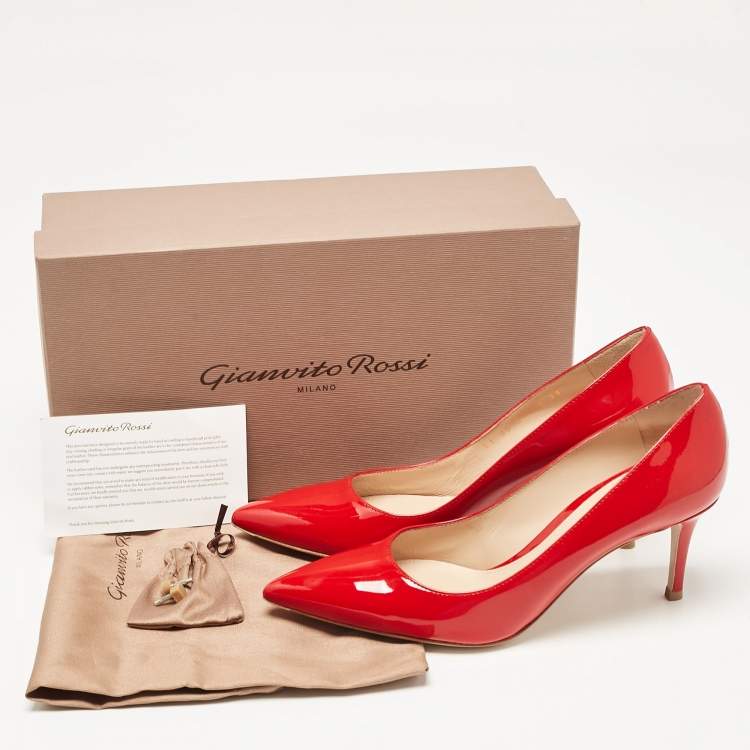 Pre Owned Gianvito Rossi Red Patent Leather Gianvito 105 Pumps Size 38