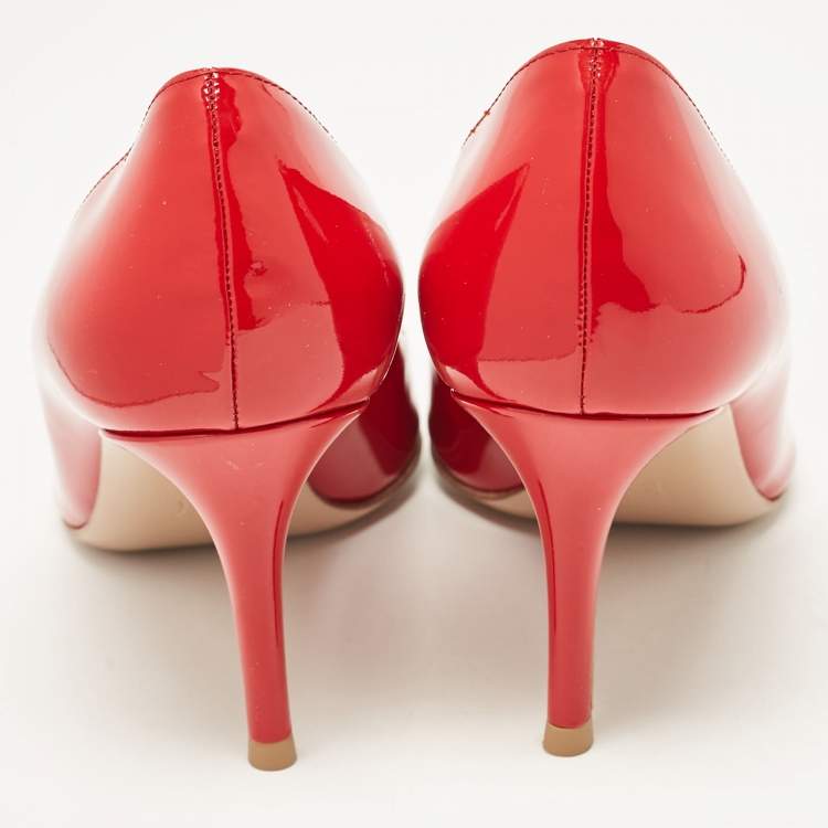Pre Owned Gianvito Rossi Red Patent Leather Gianvito 105 Pumps Size 38