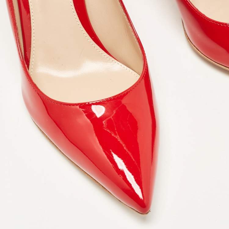 Pre Owned Gianvito Rossi Red Patent Leather Gianvito 105 Pumps Size 38