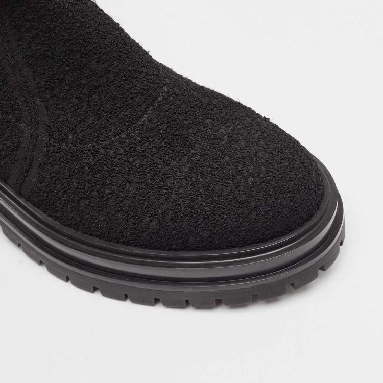 Pre Owned Gianvito Rossi Black Knit Fabric Torrance Ankle Boots Size 35